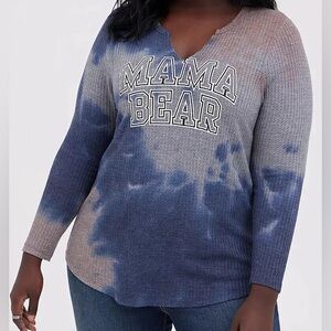 Torrid Mama Bear Tie Dye Waffle Classic Tee Womens 6X Blue